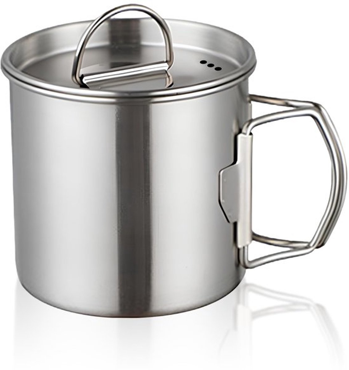 Waterbeker 500ML Roestvrij Staal - Opvouwbaar Handvat - Duurzaam - Campingbeker - Outdoor - Inklapbaar - Kampeermok