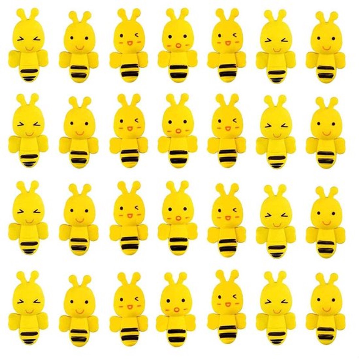 Rubberen Bijen - 50 Stuks - Mini Dier Gummen - Gele Gummen - Decoratie - Geschikt voor Schoolgebruik - Materiaal TPR