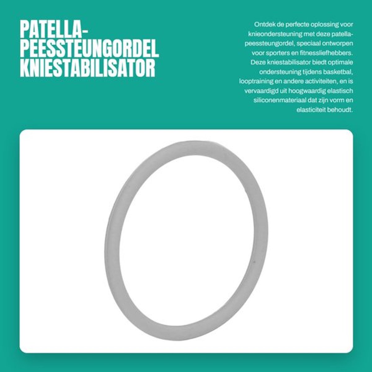 Patella-peessteungordel - Kniestabilisator - Siliconen - Elastisch - Verstelbaar - Duurzaam materiaal - Ondersteuning bij sportactiviteiten - Knieband