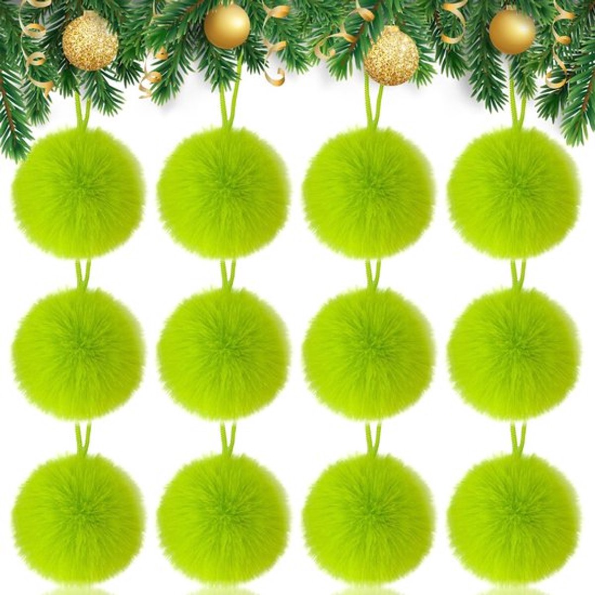 Kerstballen 12 Stuks - Harige Kerstballen - Decoratieve Ornamenten - Kerstboomversiering - Hoogwaardig Kunstbont - Lichtgewicht met Ophanggat - Kerstdecoratie