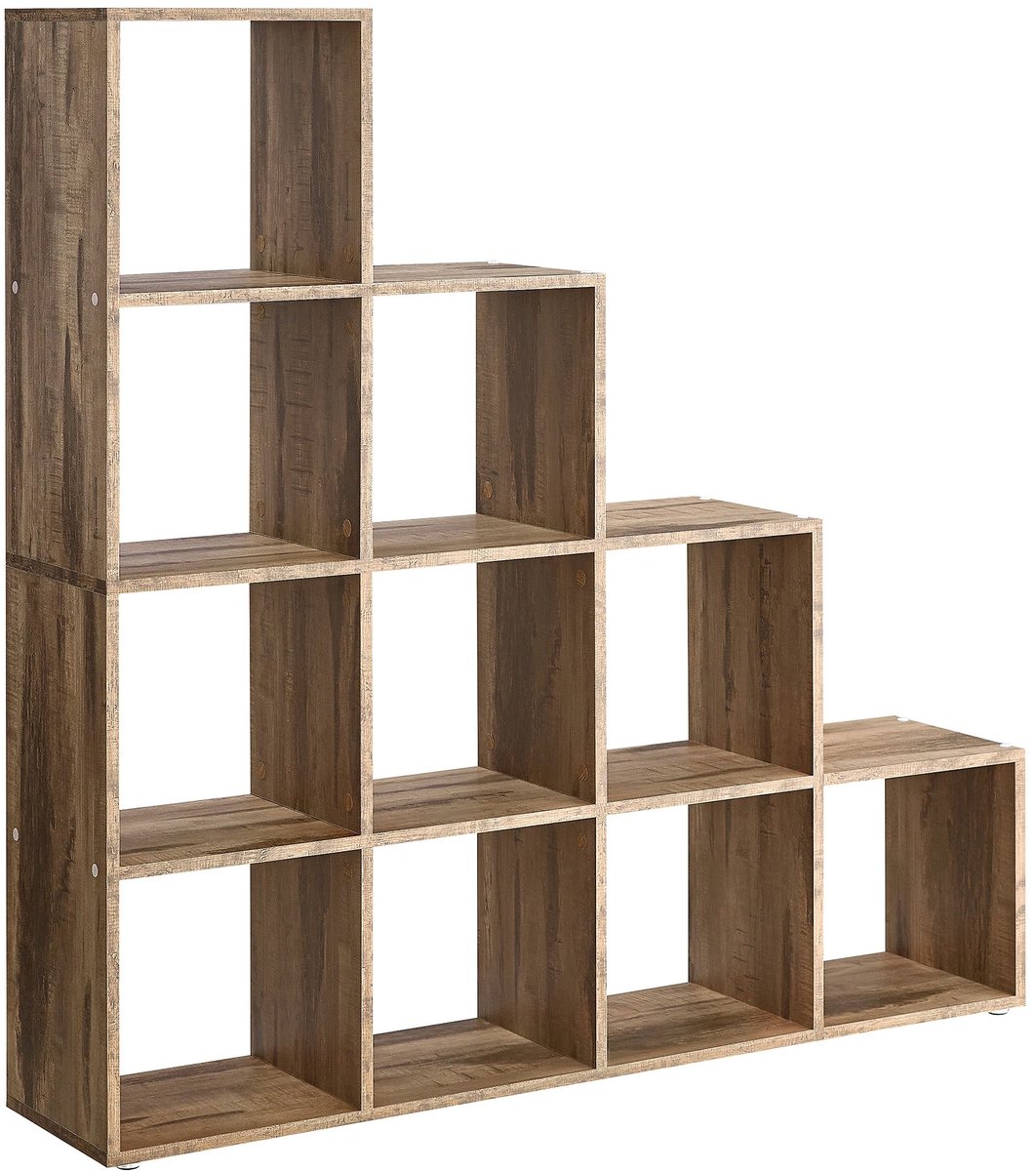 uJOY Vakkenkast - 10 ruime open vakken - Geschikt als roomdivider - Ruimte voor boeken, decoratie, planten en/of fotolijsten