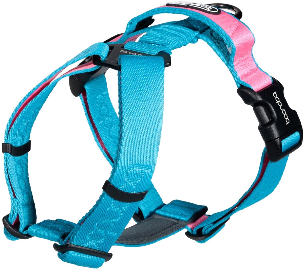 Boondog Play Hondenharnas - Y-Model - Verstelbaar - Anti-Shock - Neopreen Voering - Aqua/Pink - Maat ML