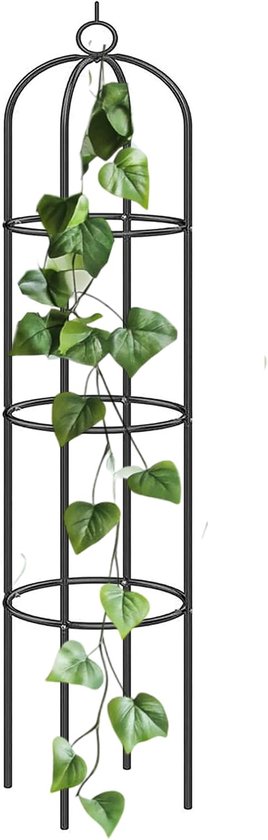 Tuin Obelisk - Klimplantsteun Steunframe - Planten Ondersteunen - Weerbestendig Metaal - 190 cm Hoog - Zwart