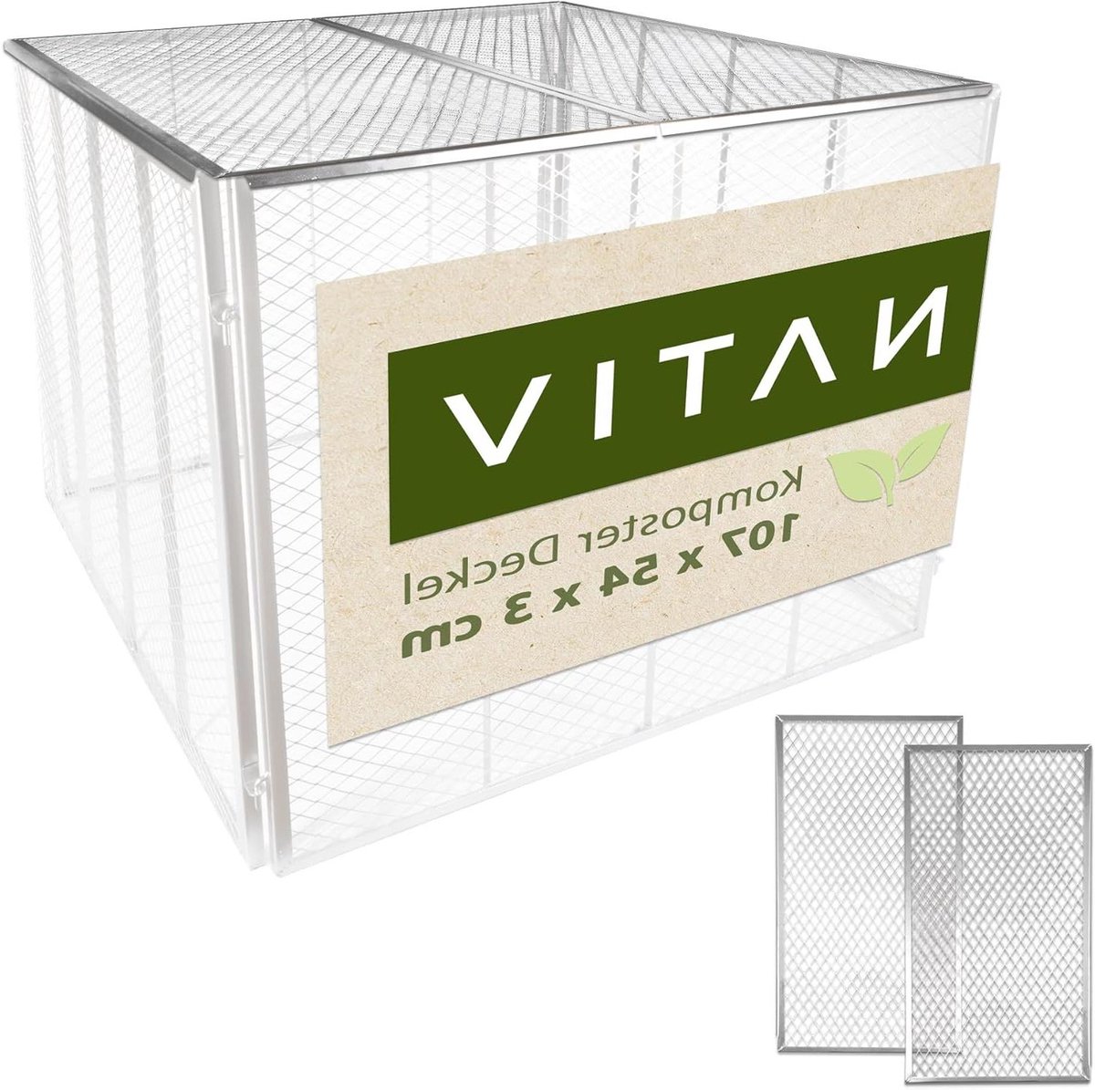 Compostbak Deksel - Afdekking Composter - Composteren Tuin - Tweedelige Set - 107 x 54 cm - Zilver