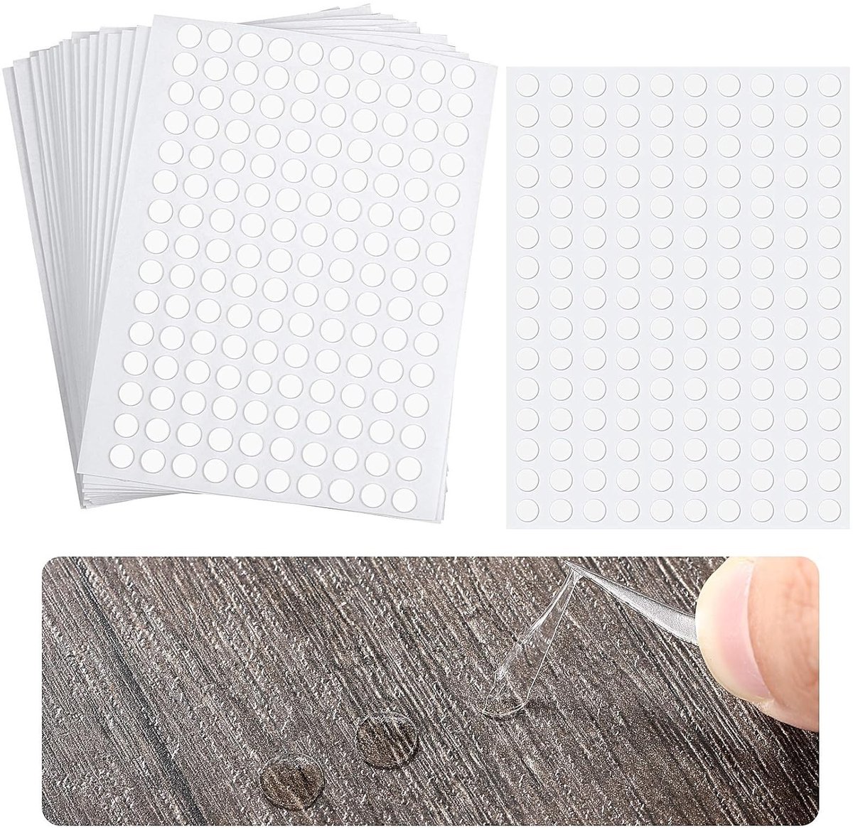 Transparante dubbelzijdige lijmtips van 3000 stuks, 6 mm rond, sterke acrylkwaliteit, geen sporen achterlatend
