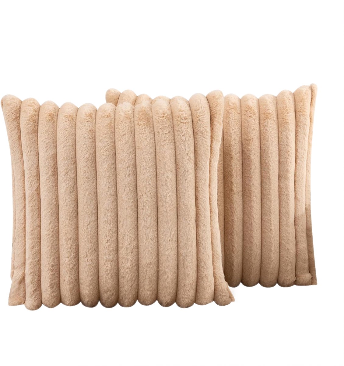 MODFU Kussenslopen 2 stuks 50x50 cm – Zachte plush – Met verborgen ritssluiting – Franjerand – Voor slaapkamer & woonkamer – Theegeel