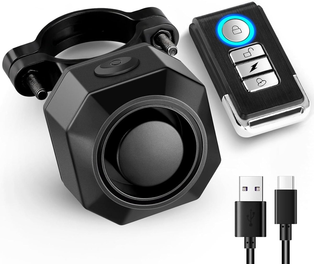 Fatbike alarm - Zwart - Oplaadbaar via USB - Waterdicht Diefstalbeveiligingssysteem met Afstandsbediening - Voor Fiets en Scooter