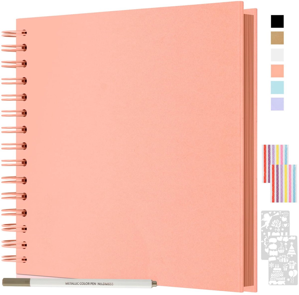 Fotoalbum Plakboek - Herinneringsboek DIY - Herinneringen Vastleggen - Dik Kraftpapier - 21x21cm 40 Pagina's - Roze
