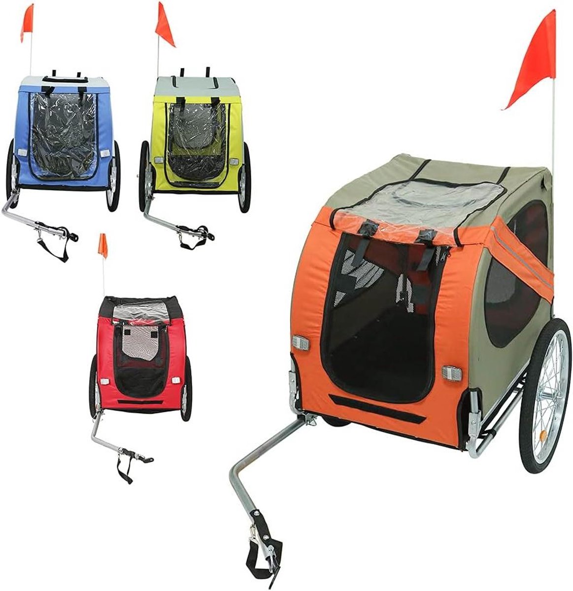 Fietskar voor honden - Hondenkar Fiets Aanhanger - Veilig Huisdier Vervoer - Opvouwbaar Stevig Frame - 40 kg Capaciteit - Oranje
