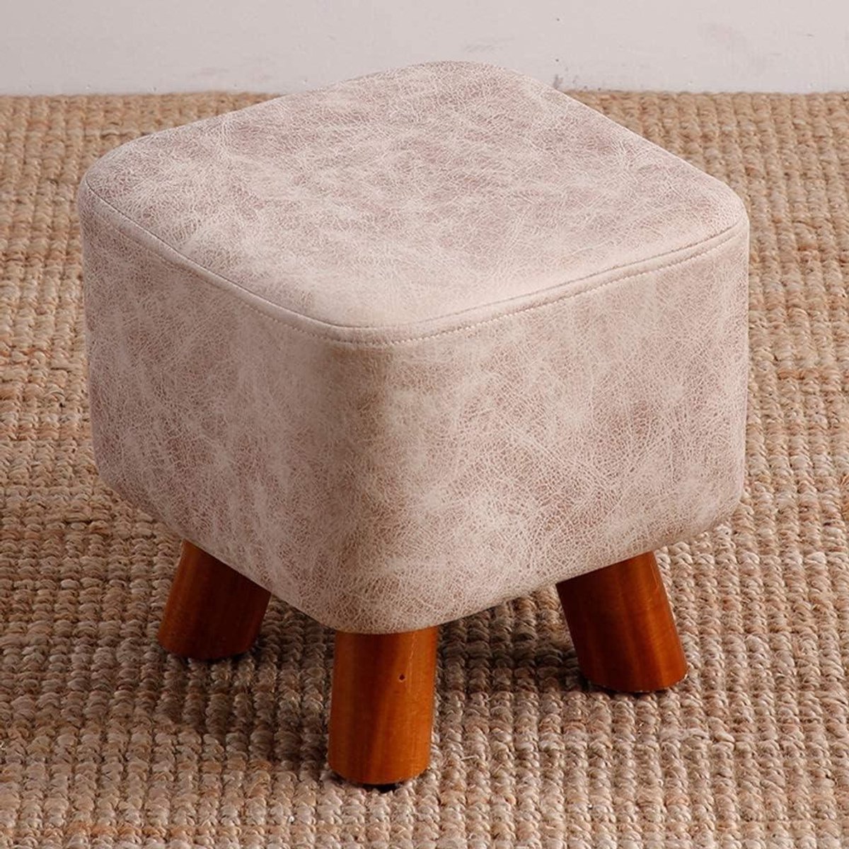 Voetenbank Kruk - Ottomaan Poef - Schoenen Wisselen - Geen Installatie Nodig - 28x28 cm - Wit