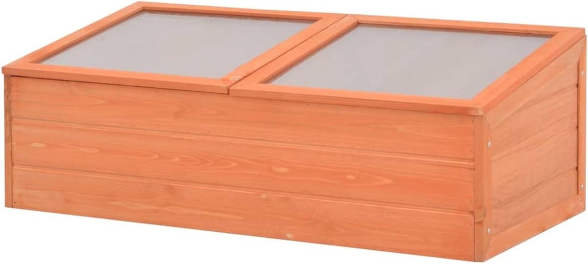 Houten Broeikas - Plantenhuis Kweekkas - Planten Beschermen - Scharnierdeksel - 100 x 50 x 34 cm - Natuurlijk