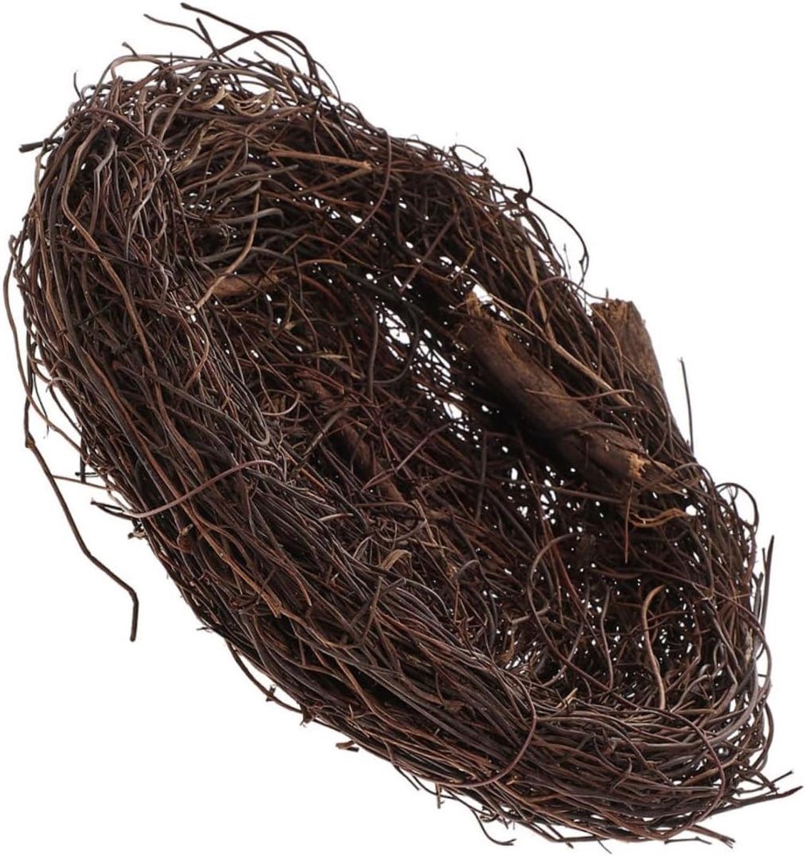 Rattan Vogelhuisje - Gevlochten Nest - Tuindecoratie - Handgemaakt Rustiek - 30 cm Hoog - Donkerbruin
