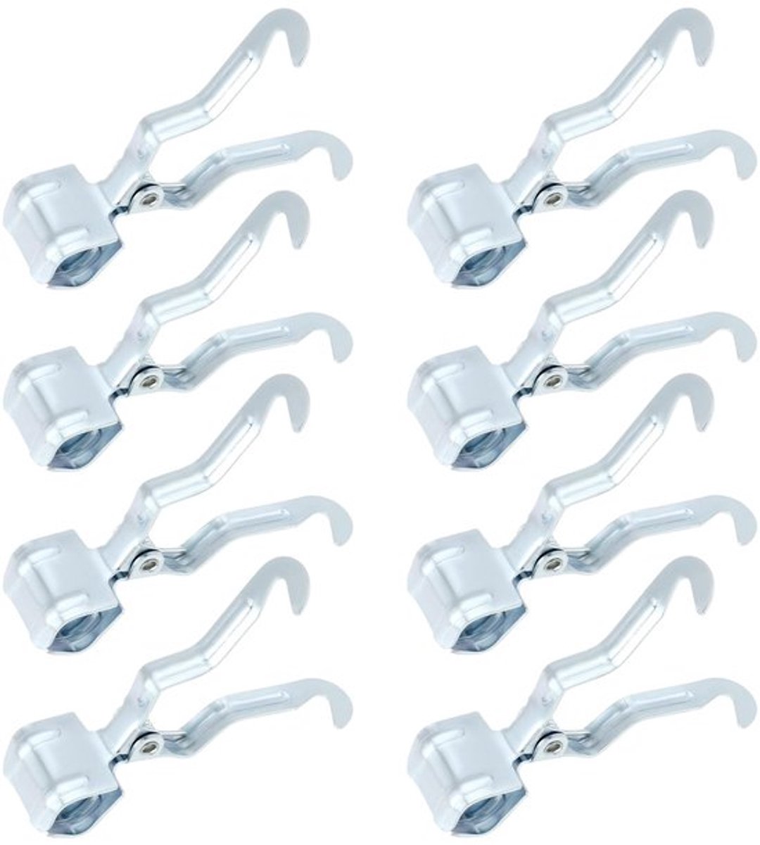 Klemhaken 8 Stuks - Multifunctionele Campinghaken - Geschikt voor Tentstokken 1,6-2,5 cm - Zilver - Hoogwaardig Ijzer - Handig voor Lantaarns en Voorwerpen - Haak