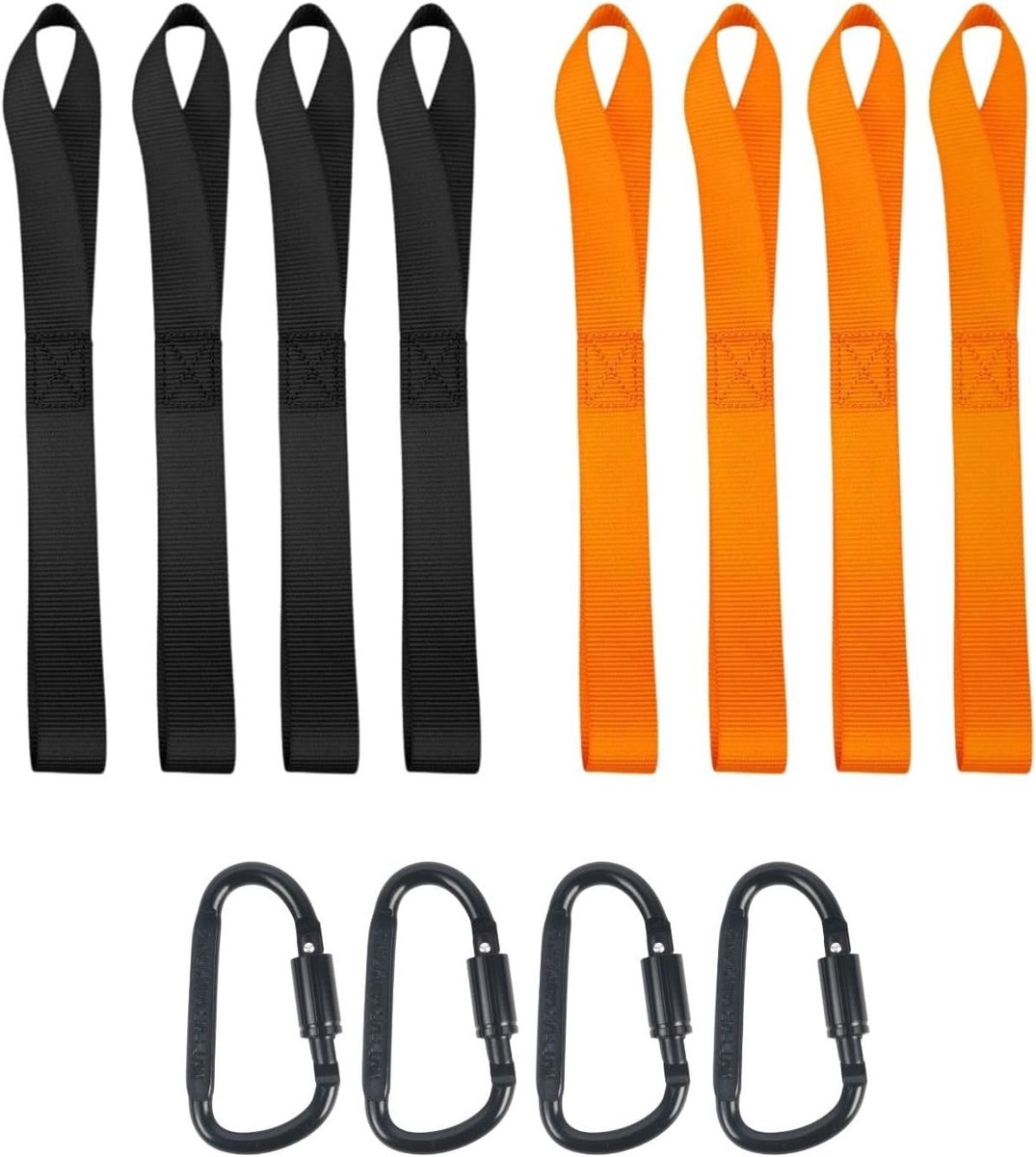 Sjorbanden - Zwart en Oranje - 40,5 cm x 2,5 cm - Duurzame Spanbanden met Schroefkarabijnhaken - Voor Motoren en Auto's