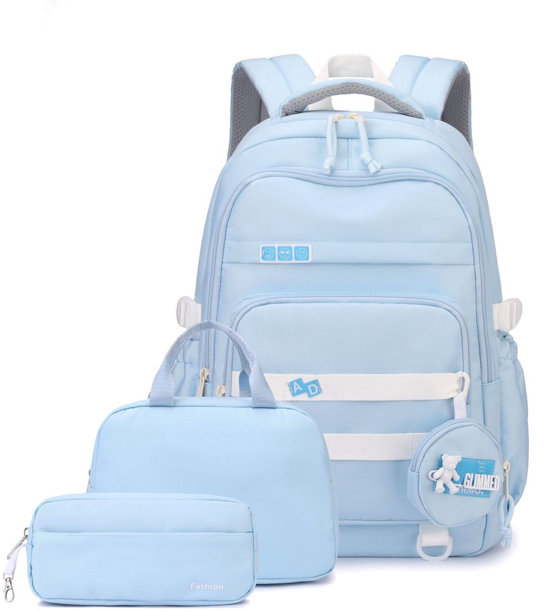 4-in-1 rugzakset voor meisjes – schattige lichte schoolrugzak voor tienermeisjes – waterdichte boekentas met lunchbox, etui en mini-portemonnee – voor basisschool- en middelbare scholieren – reisrugzak(Blauw)