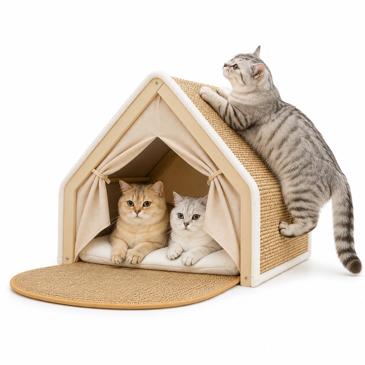 North Collective Kattenhuis XL - Kattenmand - 2-1 Multifuncitoneel - Krabpaal - Krabpaal voor Katten - Kleine tot Grote Katten