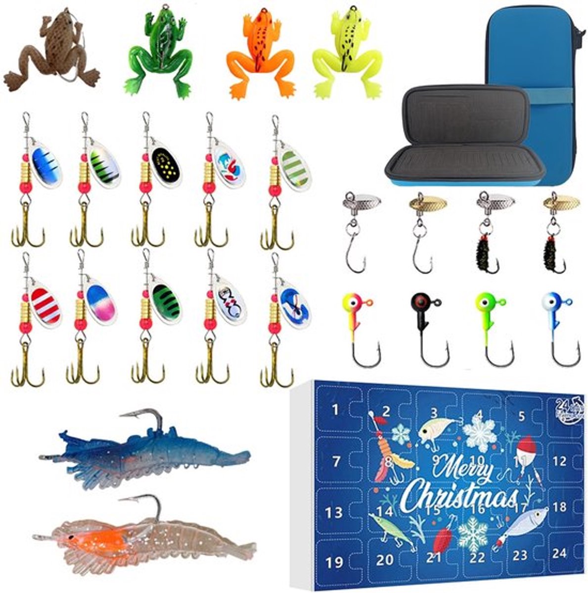 Hengeladventskalender 2025 - 24 Dagen Aftelkalender - Verrassingsaas - Visgerei - Kerstcadeau - Geschikt voor Baars/Forel/Meerval