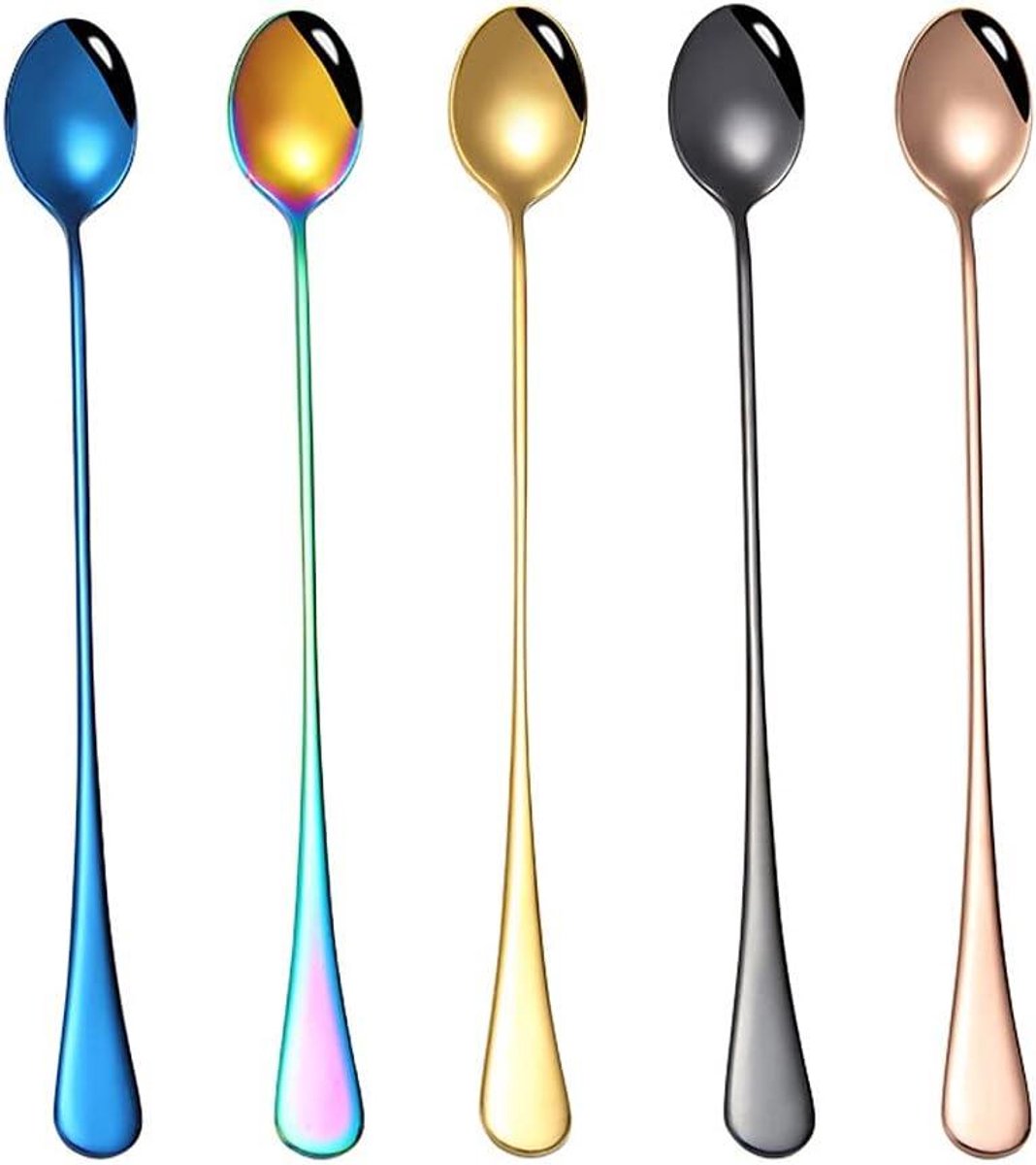 Theelepels Roestvrij Staal - Mixing lepel dessert lepel - Roeren koffie thee - Ergonomisch handvat ontwerp - 5 stuks