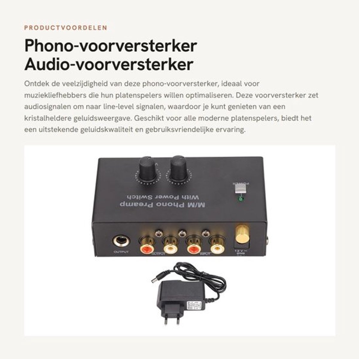 Phono-voorversterker - Audio-voorversterker - Uitstekende geluidskwaliteit - Compact formaat - Geschikt voor platenspelers - Ideaal voor...