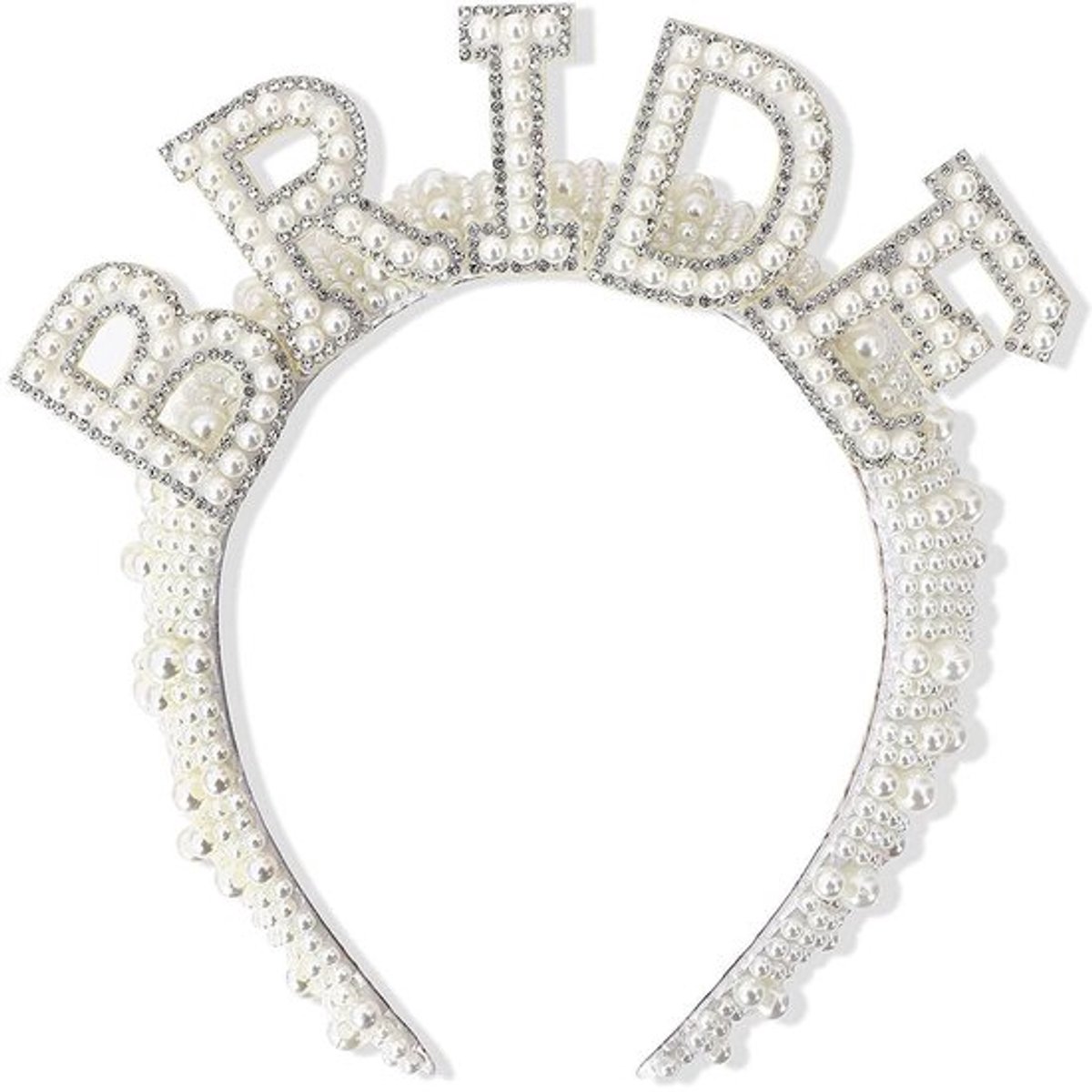 Kroonhoofdband Luxe Ivoren Afwerking - Parel/Strass Steentjes - Bruidsdouche Accessoire - Glamour - Verfijning - Betoverend Design - Bruidshoofddeksel