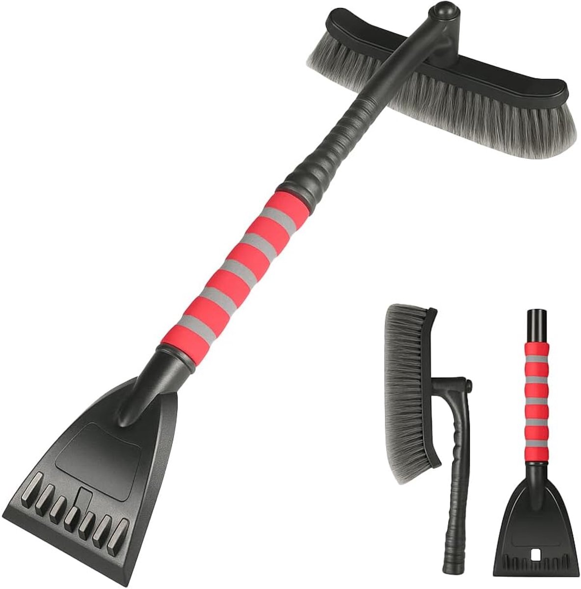 Claoner Sneeuwruimer - 2-in-1 - 360° draaibaar - Intrekbaar - Schuimrubber grip - 60cm - Universeel - Grijs
