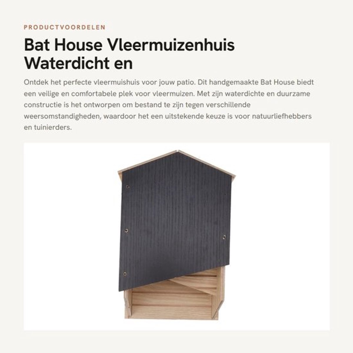Vleermuizenhuis Waterdicht - Houten Dubbele Kamer - Duurzaam - Weerbestendig - Handgemaakt - Milieuvriendelijke Oplossing - Vleermuizenbox