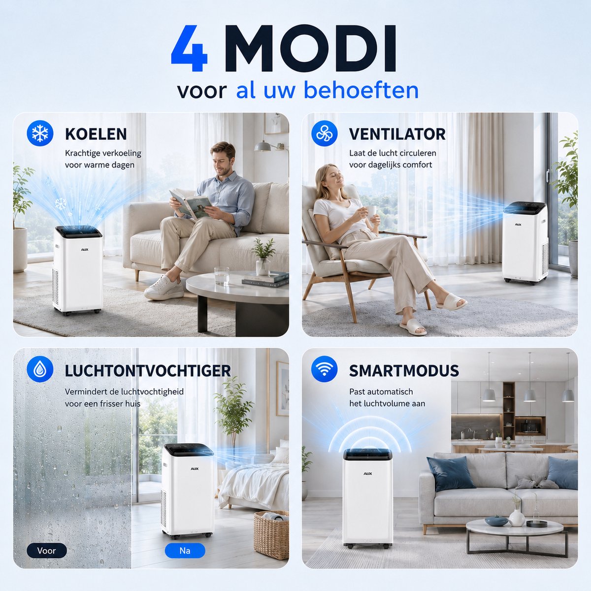 KungFu buy Mobiele airconditioner 12000 BTU inverter 3-in-1 koeler met afstandsbediening, stille werking en R290 koelmiddel thumbnail 4