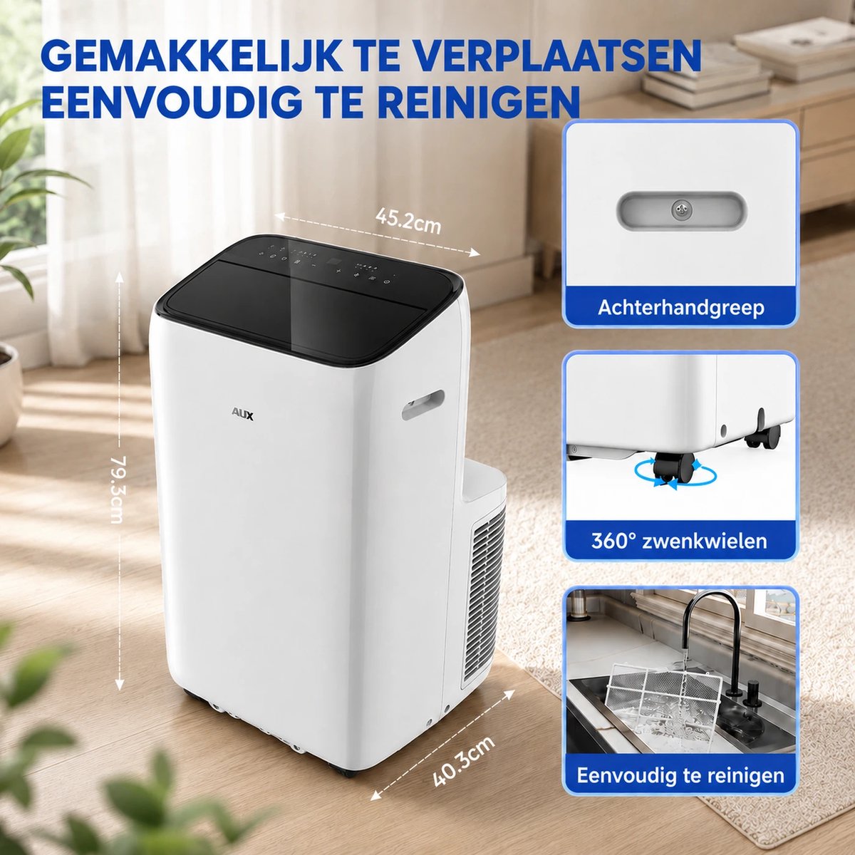 KungFu buy Mobiele airconditioner 12000 BTU inverter 3-in-1 koeler met afstandsbediening, stille werking en R290 koelmiddel thumbnail 6