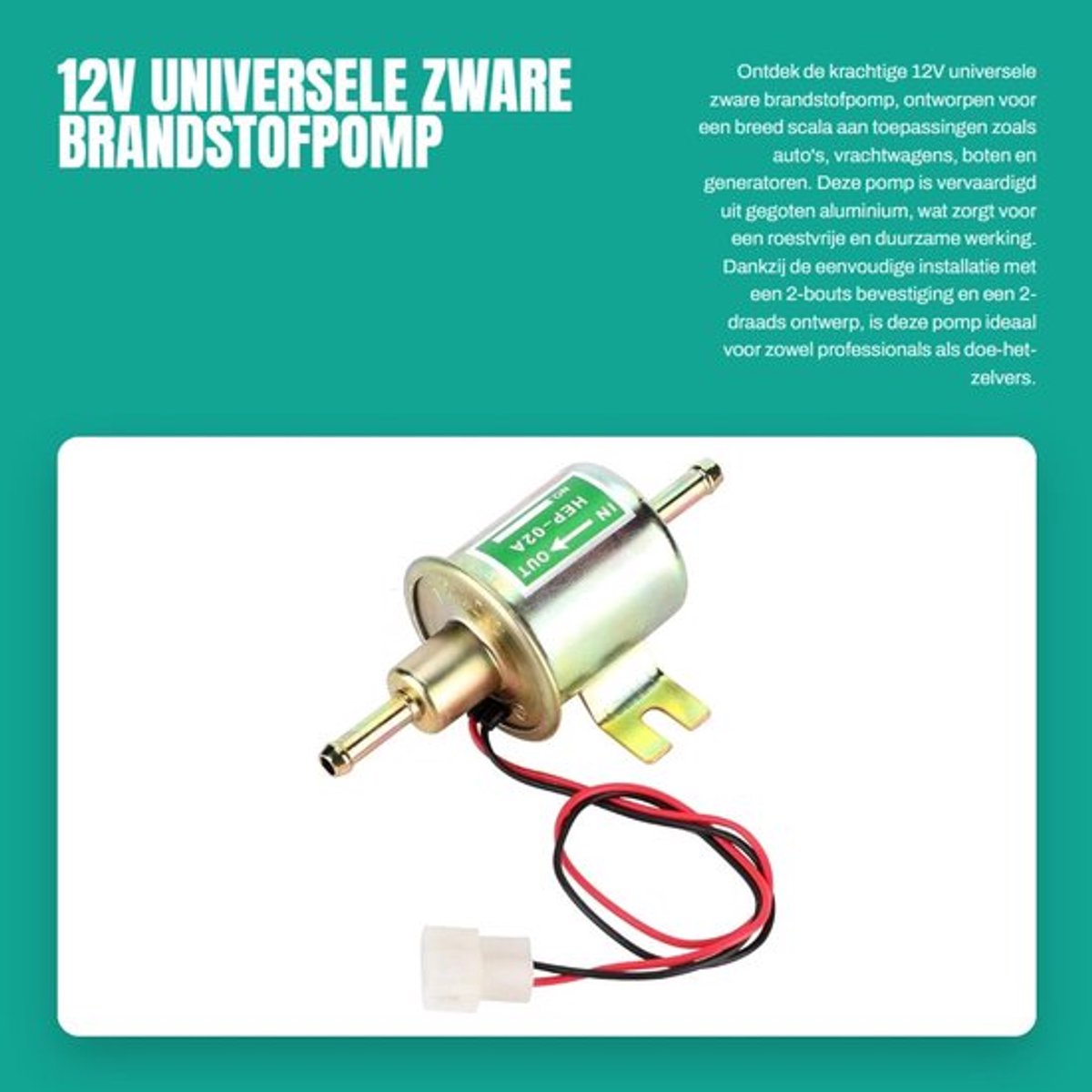 12V universele zware brandstofpomp - Anticorrosief en duurzaam - Eenvoudig te installeren - Geschikt voor auto's en boten - Metalen laged...