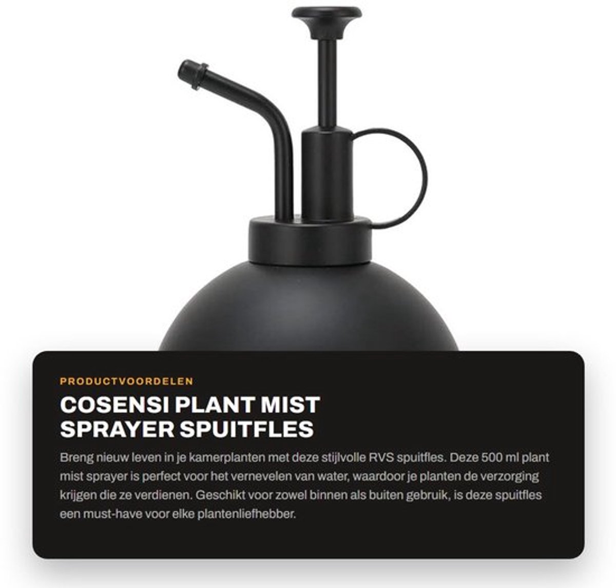 Spuitfles 500ml - RVS Gieter - Plantenspuit - Hand Mister - Duurzaam - Verstelbare Zuiger