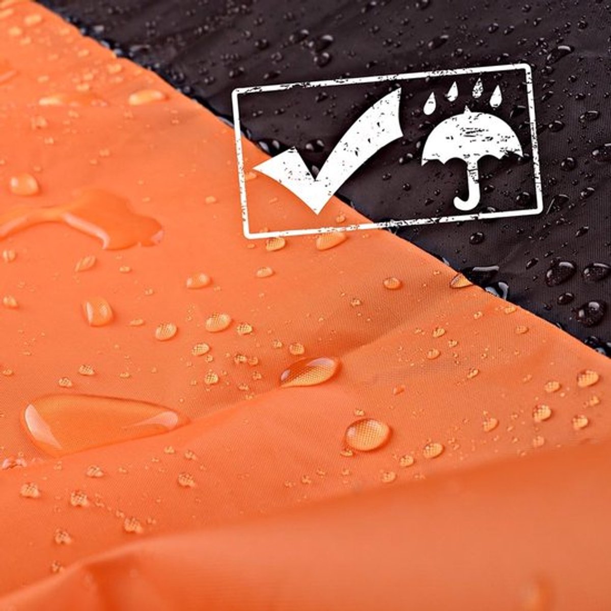 SnelShoppen - XXL Motorfiets Beschermhoes - Polyester Motor Cover - 125 x 105 x 265 cm - Zwart en Oranje - Bescherming tegen Weer en Diefstal – foto 4