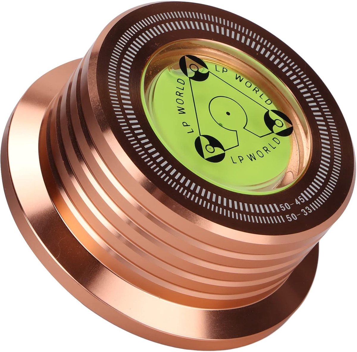 Platengewicht Stabilisator - Rose goud - 76 mm - Aluminium met Waterpas - Voor LP-vinylplatenspelers