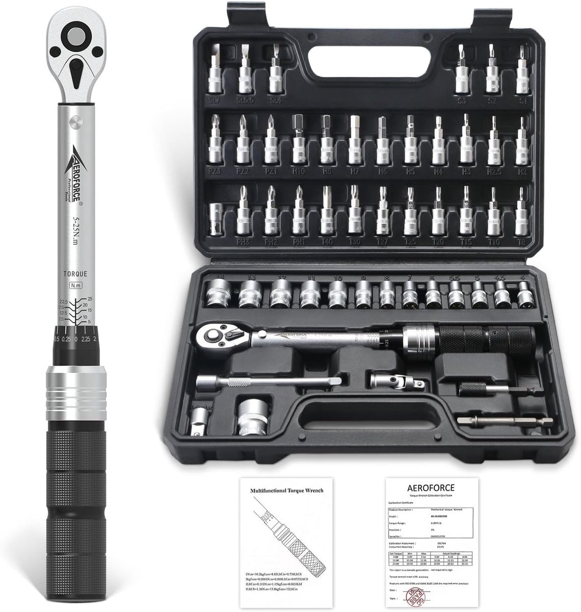 Momentsleutel voor fiets - 50-delig - 5-25 Nm - CR-V Stalen Set met Diverse Bit-inzetstukken - Voor MTB en Fietsonderhoud
