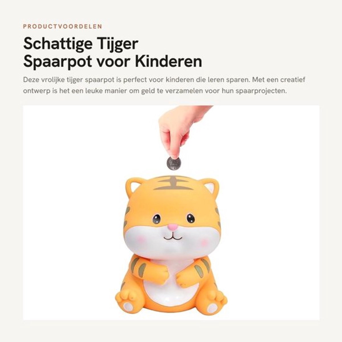 Spaarpot Schattige Tijgerbank - Piggy Gelddoos - Creatieve Spaarcontainer - Kinder Spaarpot - 14 x 12,5 cm - Perfect voor Verjaardag/Kerst - Spaarbank