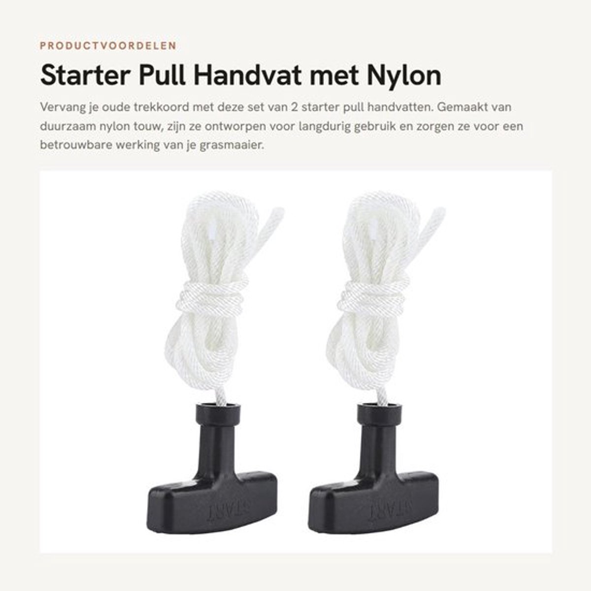 Starter Handvat 2 Stuks - Trekkoord voor Grasmaaier - Vervangingskoord - Duurzaam Nylon - Kunststof Handgreep - Maximaal Prestaties