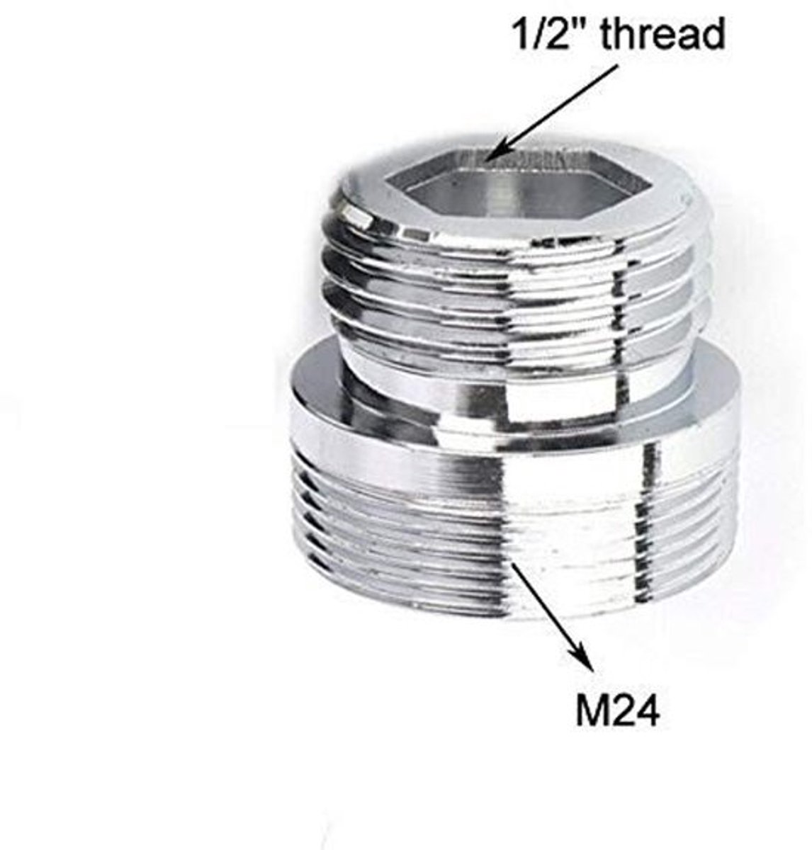 Kraan Adapter - Waterbesparende Connector - Massief Metaal - Zilver - M24-1/2 - 2 Stuks - Geschikt voor Keuken en Badkamer