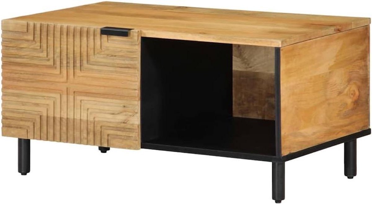 Salontafel Mango Hout - Koffietafel Hout - Woonkamer Opbergen - Unieke Houtnerf - 80x50x40 cm - Bruin