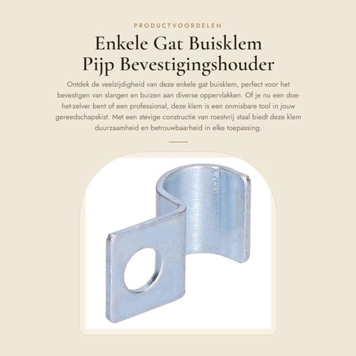 Buisklem Verzinkt Roestvrij Staal - Pijpbeugel - Slangklem 6,2mm - Bevestigingshouder - Ondersteunende Structuren - Glad Gepolijst - Pijpklem
