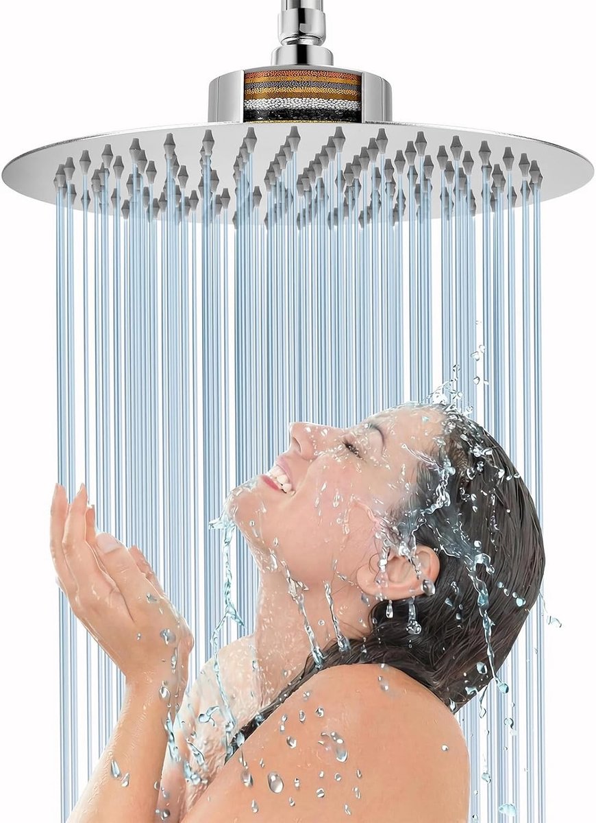 Regendouchekop deluxe 20 cm - Chroom - Ronde Regendouchekop van Roestvrij Staal - Voor Luxe Douche-ervaring
