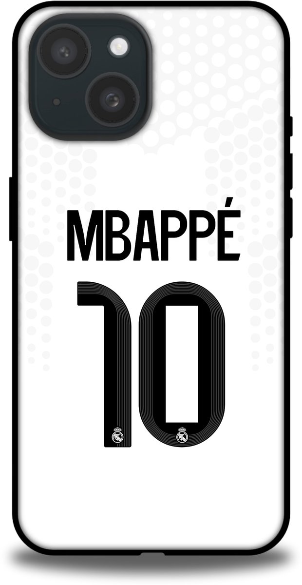Mbappé rugnummer 10 hoesje Real Madrid Apple iPhone 15 Wit - backcover softcase