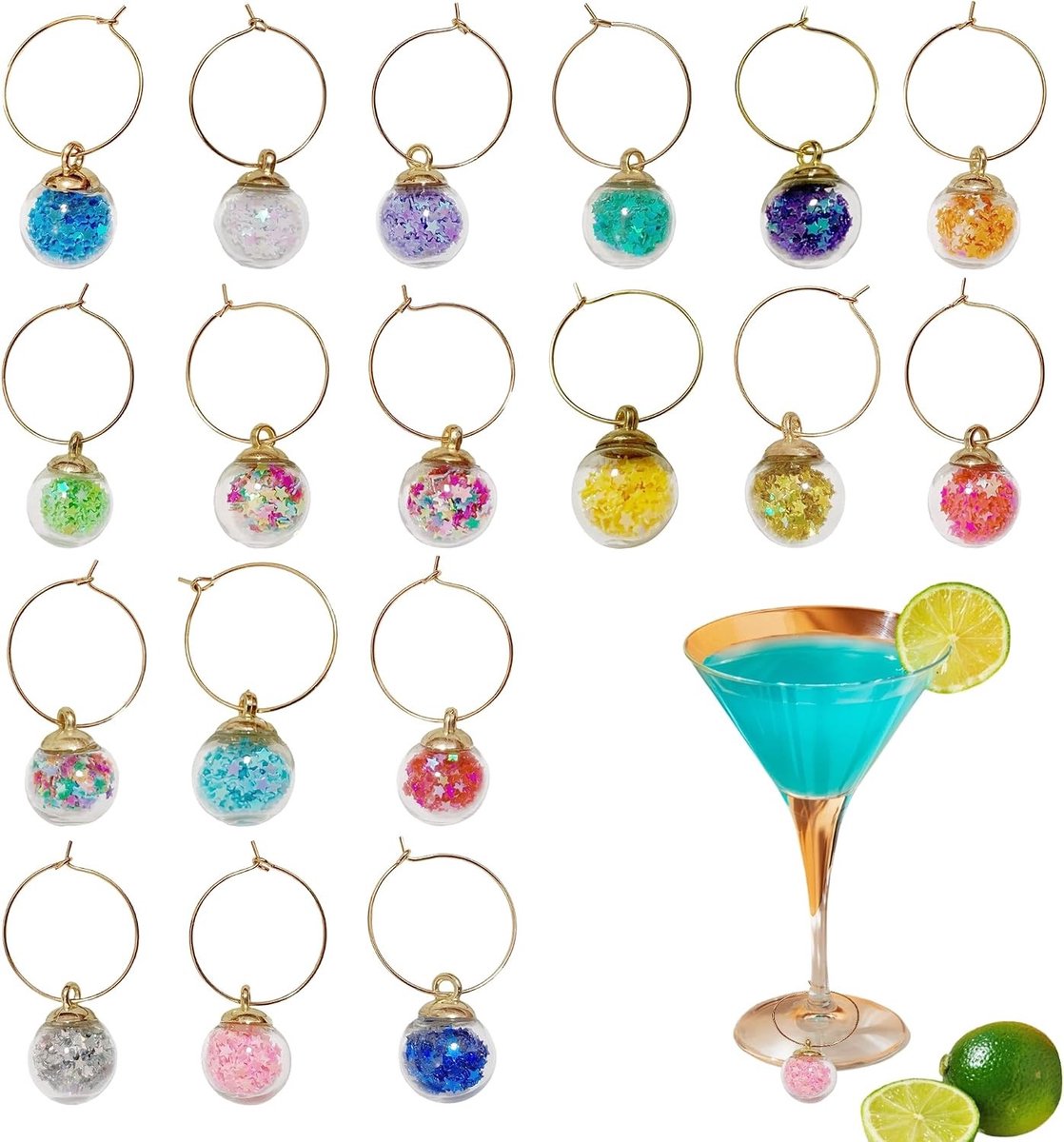 Herbruikbare Glasmaker voor Drinkglazen, Praktische en Duurzame Drinkmarkers, Ideaal voor Wijn- en Cocktailglazen, 25mm, Creatieve Decoratie.