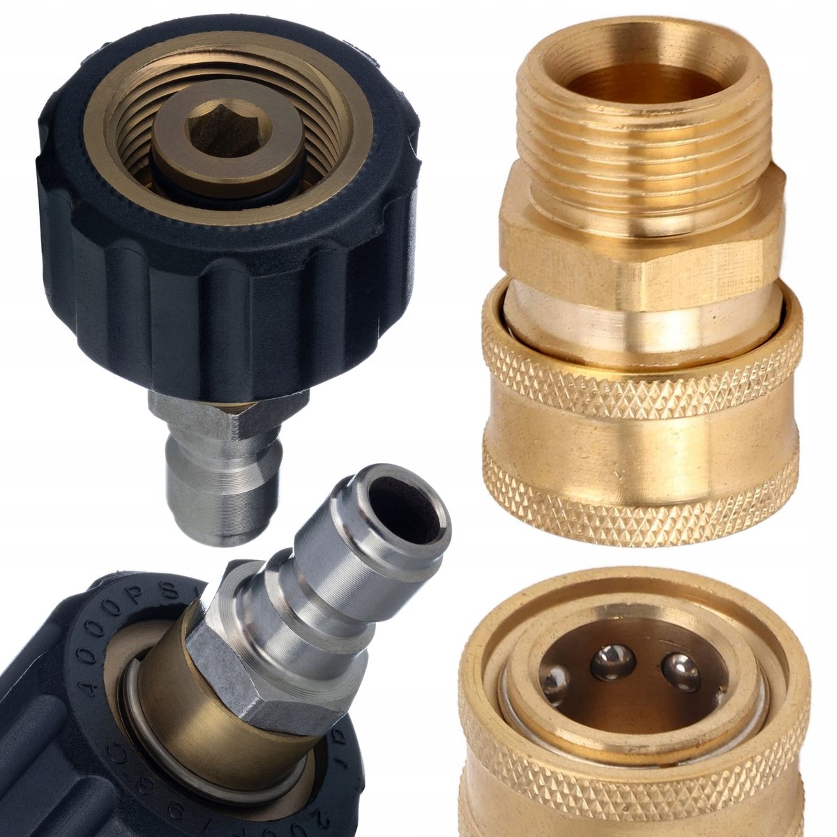 Rosfix Roterende Adapter M22x1,5 naar 3/8 Snelkoppeling - Rvs en Messing - 4000 psi - 90°C