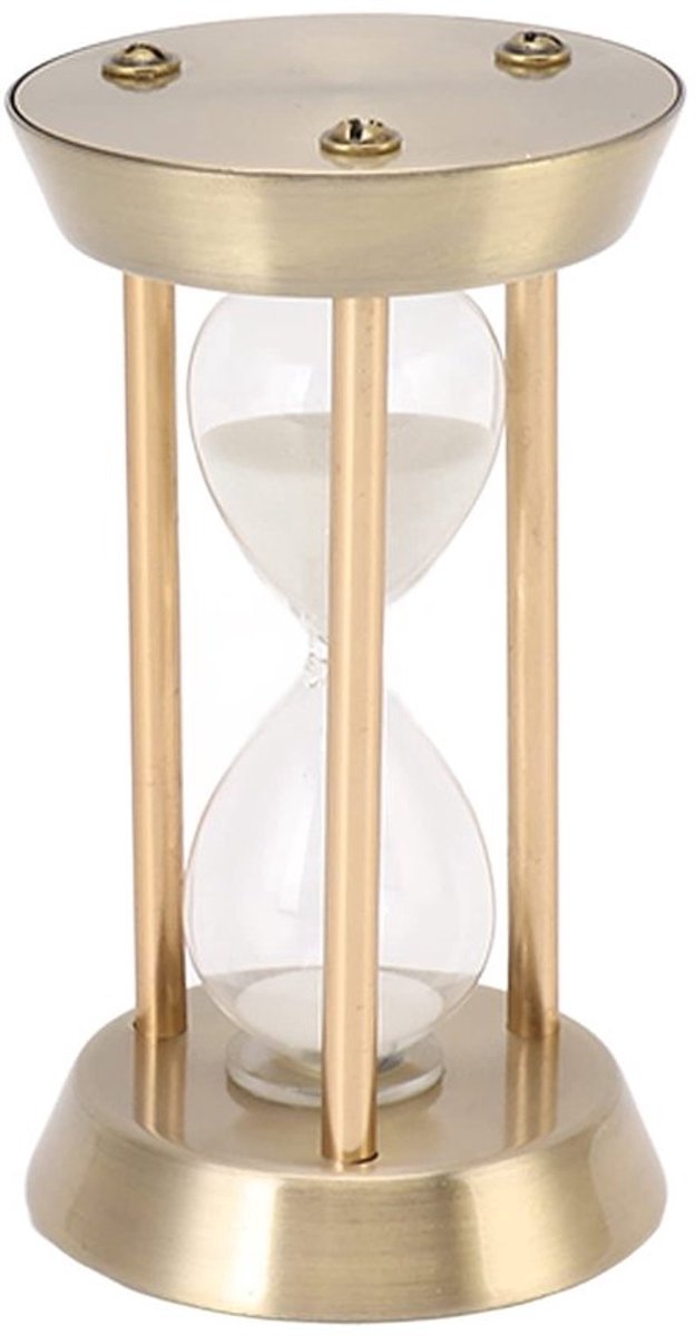 Drie-koloms zandloper-timer en decoratie voor in de woonkamer, wit zand, vervangbaar zandstuk (brons mini 10 min)