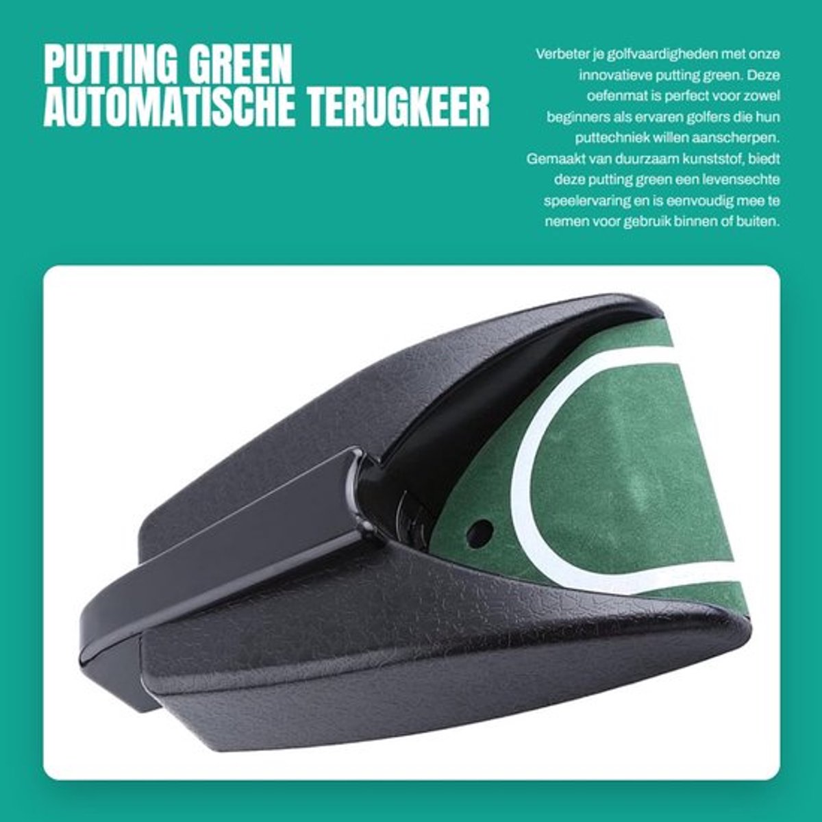 Putting Green Automatische Terugkeer - Oefenmat - Duurzaam Kunststof - Lichtgewicht - Binnen/Buiten - Batterij Aangedreven - Putting Trainer