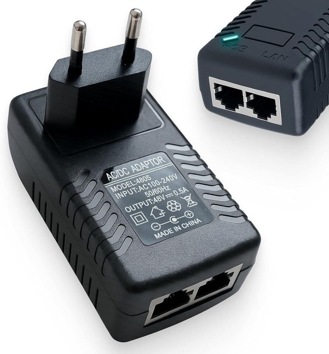 Netwerksplitter - Zwart - 48V 30W PoE Injector Adapter - Gigabit Ethernet voor 802.3af Apparaten