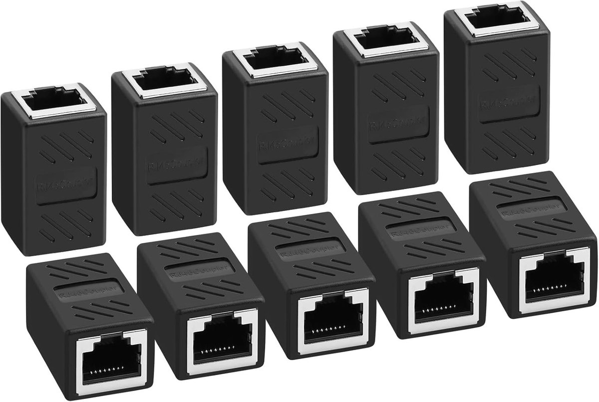 Netwerksplitter - Zwart - 3,6 x 2 x 1,7 cm - Afgeschermde RJ45 Koppelingsconnector - Voor Ethernetkabels