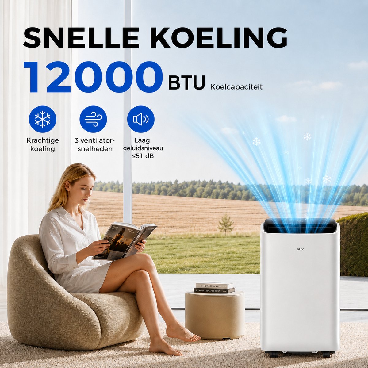 KungFu buy Mobiele airconditioner 12000 BTU 3-in-1 koeling met wifi en afstandsbediening stil met timer Energieklasse A thumbnail 5