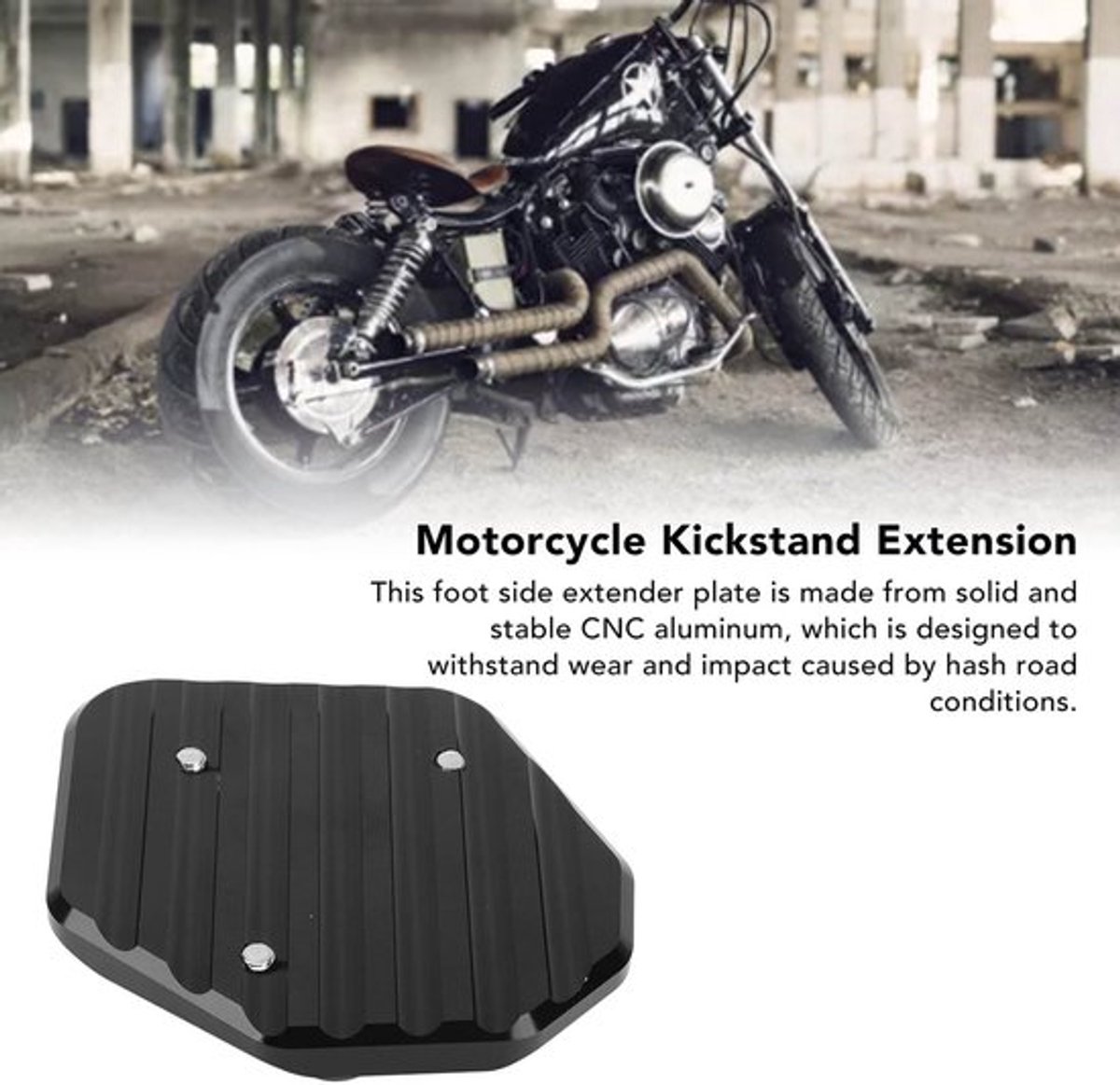 Kickstand Extender Zijkant - Vervangingsplaat - CNC Aluminium - Schokbestendig - Veilig Parkeren - Verhoogt Stabiliteit - Motorcycle Stand