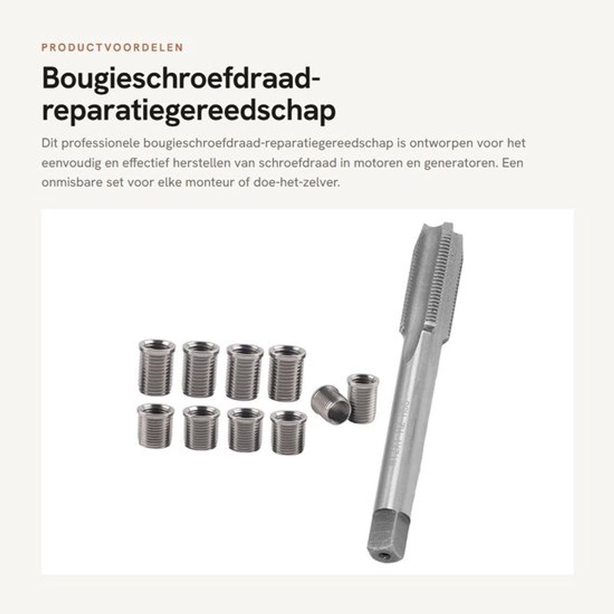 Bougieschroefdraad Reparatiegereedschap Professioneel - Roestvrij Stalen Set - M10 x 1,0 / M12 x 1,0 - Universeel Voor Motoren - Effectief Onderhoud - Comfortabel Gebruik - Schroefdraad Reparatieset
