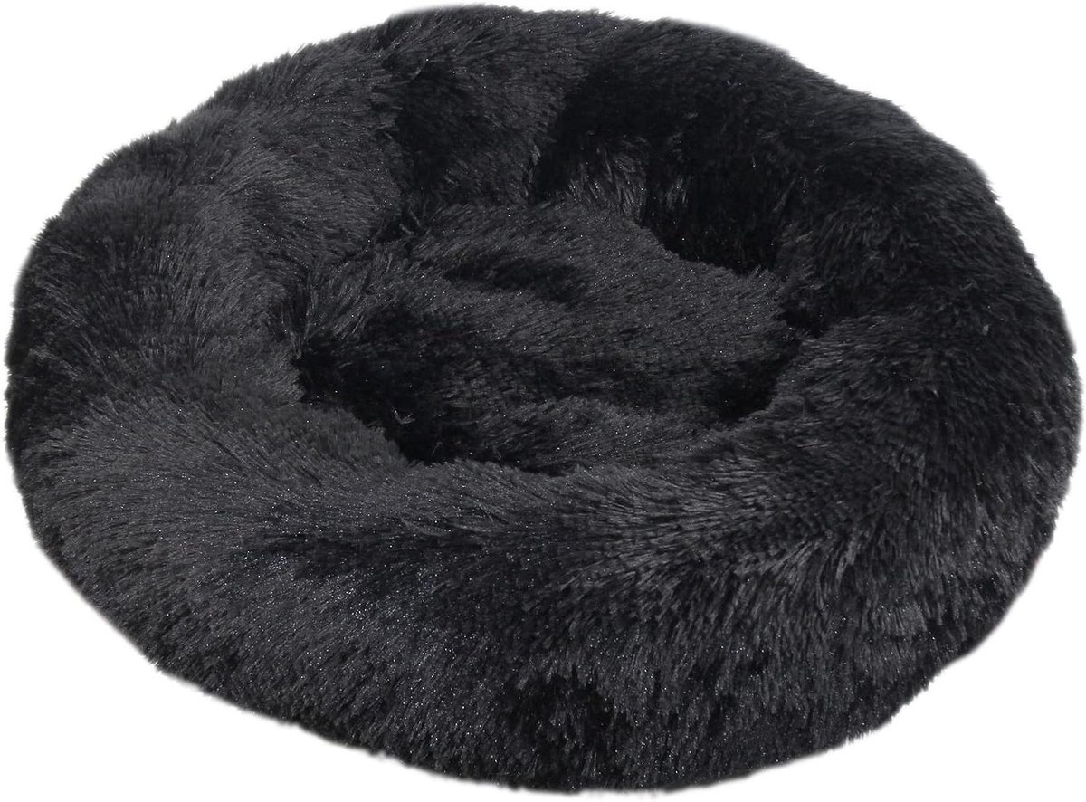 Huisdierbed Rond Pluche - Hondenmand Kattenmand - Comfortabel Rusten - Verhoogde Rand - 40 cm - Blauw